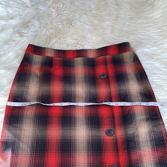 Cato Plad flannel fall orange red black side button side zipper midi skirt sz 8 - Picture 16 of 16